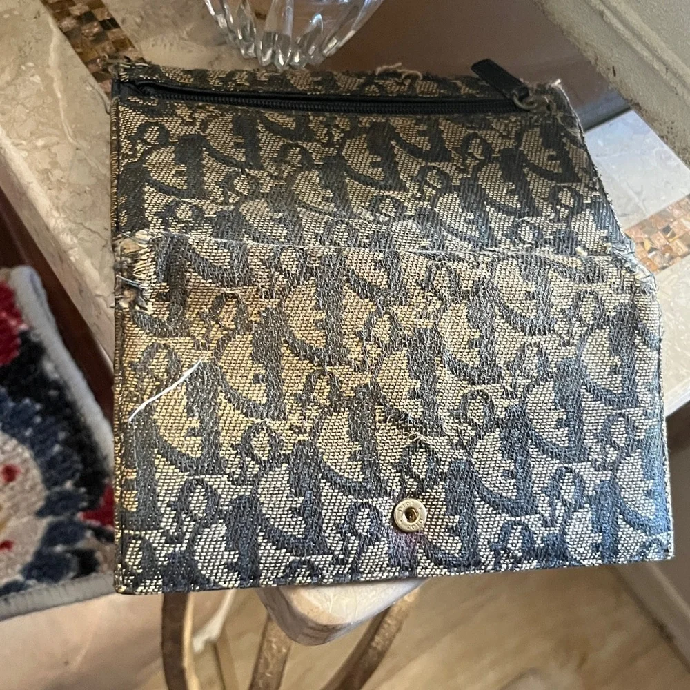 Dior trotter saddle style denim look Rehab Clutch wallet with original charm